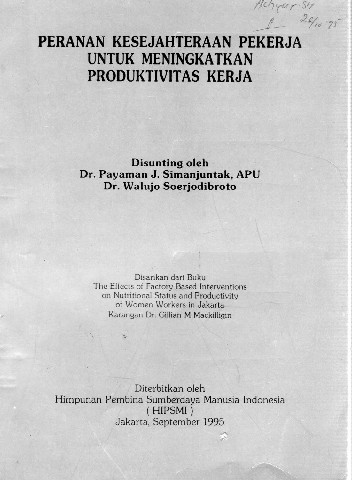 Peranan Kesejahteraan Pekerja Untuk Meningkatkan Produktivitas Kerja