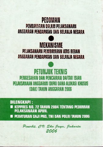 Pedoman Pembayaran dalam Pelaksanaan Anggaran Pendapatan dan Belanja Negara